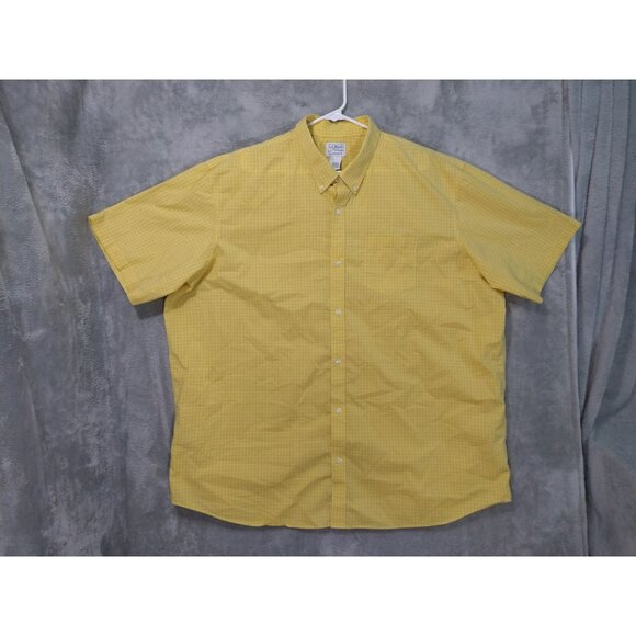 LL Bean Shirt Men 3XL Yellow Plaid Wrinkle Free Traditional Fit Kennebunk - Picture 1 of 6